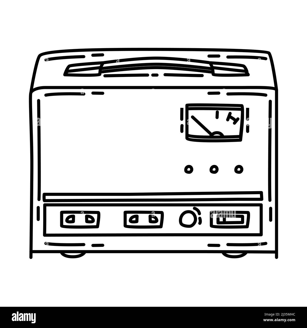 Stabilizzatore automatico di tensione parte del computer Accessori e hardware disegno a mano icona Set Vector. Illustrazione Vettoriale