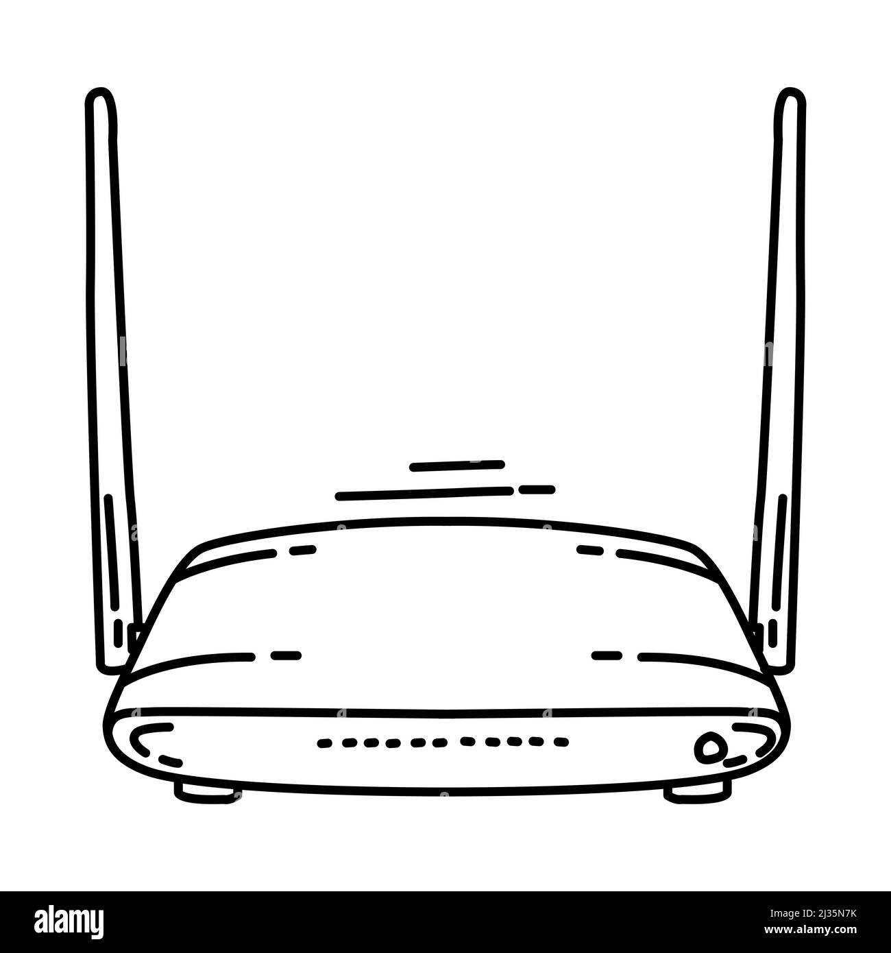 Modem Ethernet parte del computer Accessori e hardware disegno a mano icona Set Vector. Illustrazione Vettoriale