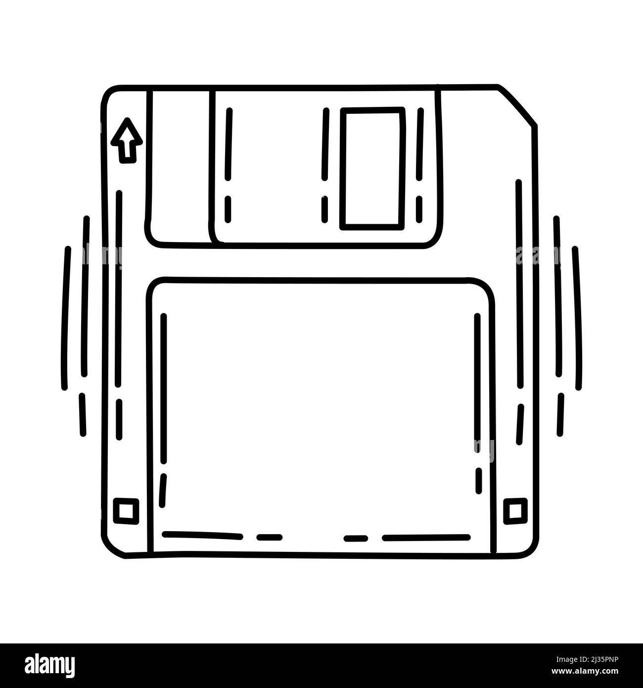 Disco floppy parte del computer e hardware icona disegnata a mano Set Vector. Illustrazione Vettoriale