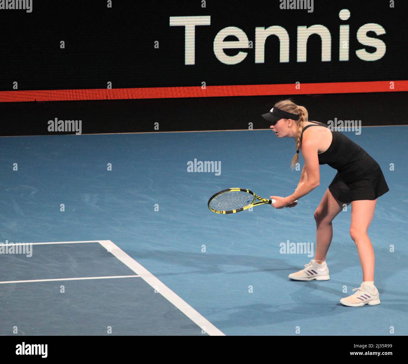 Kopenhagen, Danimarca. 05th Apr 2022. Tennis: Incontro di addio, donne, Wozniacki (Danimarca) - Curber (Germania). Caroline Wozniacki in azione. Credit: Steffen Trumpf/dpa/Alamy Live News Foto Stock