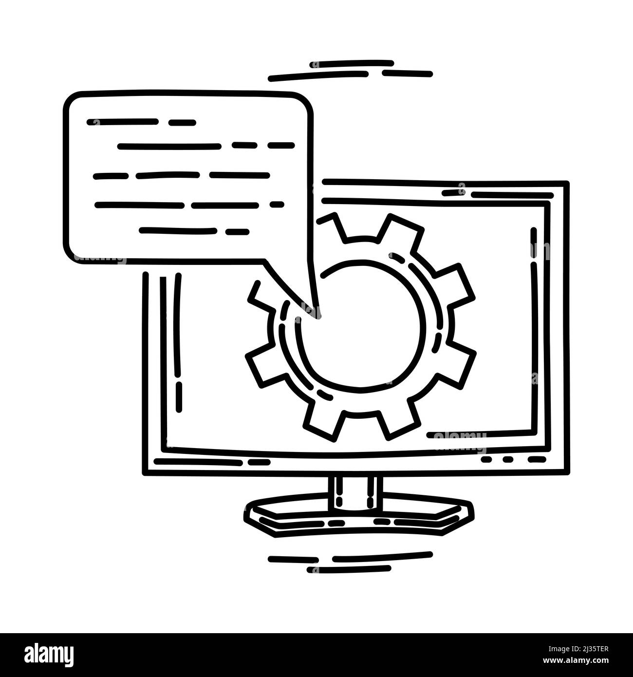 Impostazione del narratore parte del computer e del sistema operativo disegno a mano icona Set Vector. Illustrazione Vettoriale