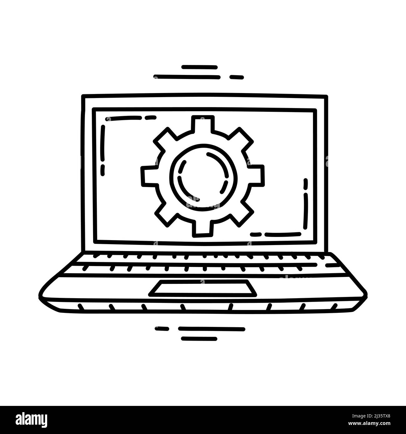 Computer Setting parte di computer Software and hardware disegno a mano icona Set Vector. Illustrazione Vettoriale
