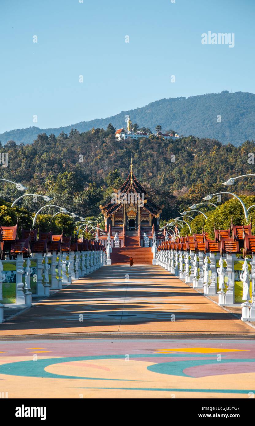 Royal Park Rajapruek, giardino botanico e padiglione a Chiang mai, Thailandia Foto Stock