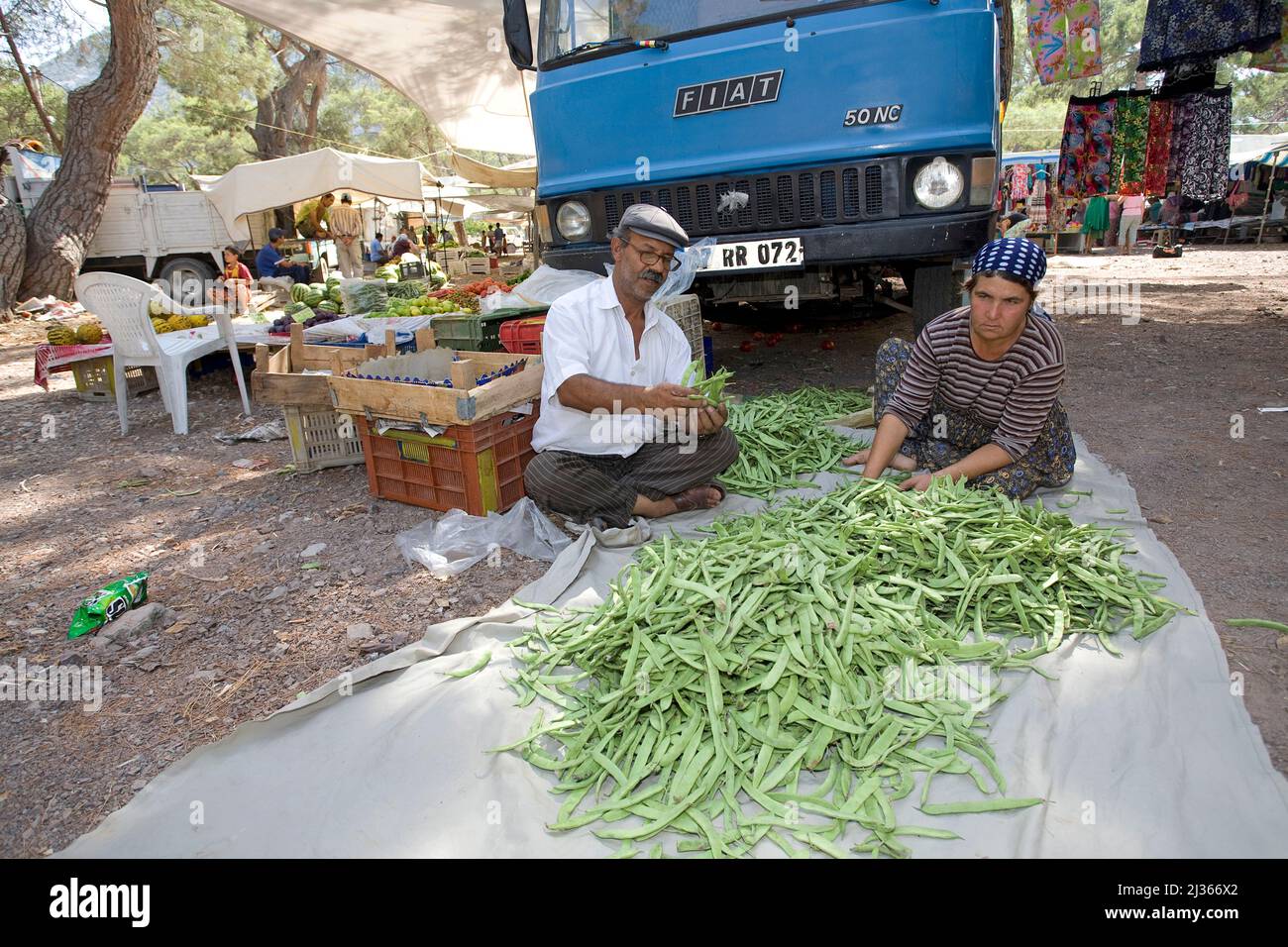 Mercato contadino al villaggio, Adrasan, Lykia, Turchia, mare mediterraneo Foto Stock
