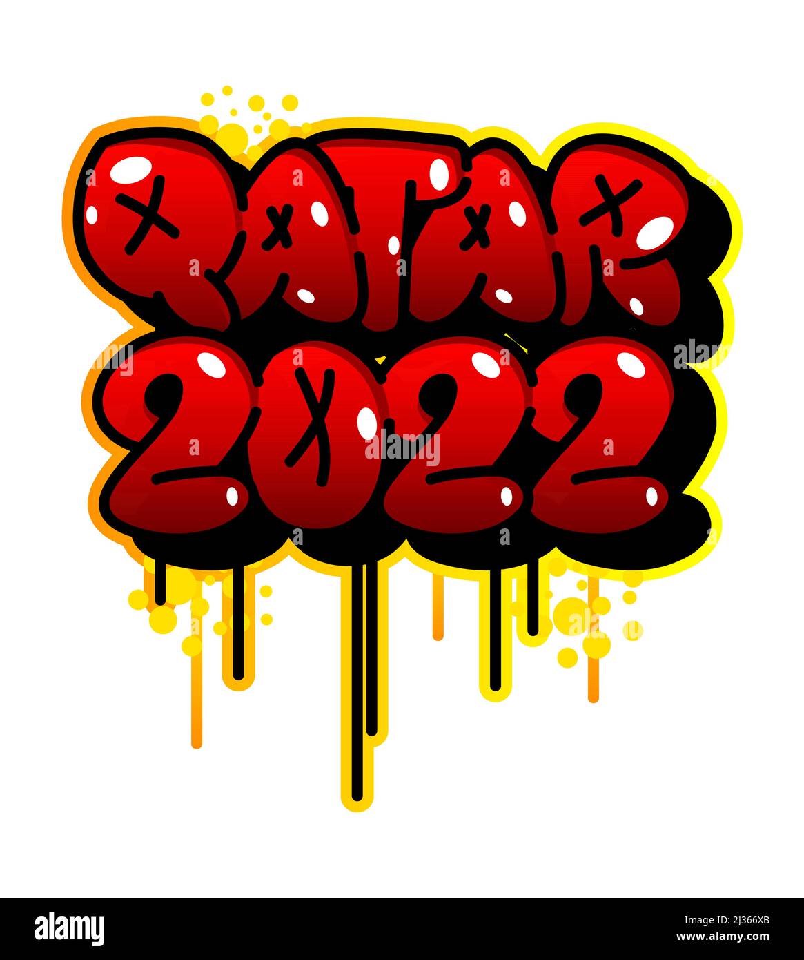 Tag Graffiti colorati Qatar 2022. Decorazione astratta di arte di strada moderna eseguita in stile di pittura urbana. Illustrazione Vettoriale