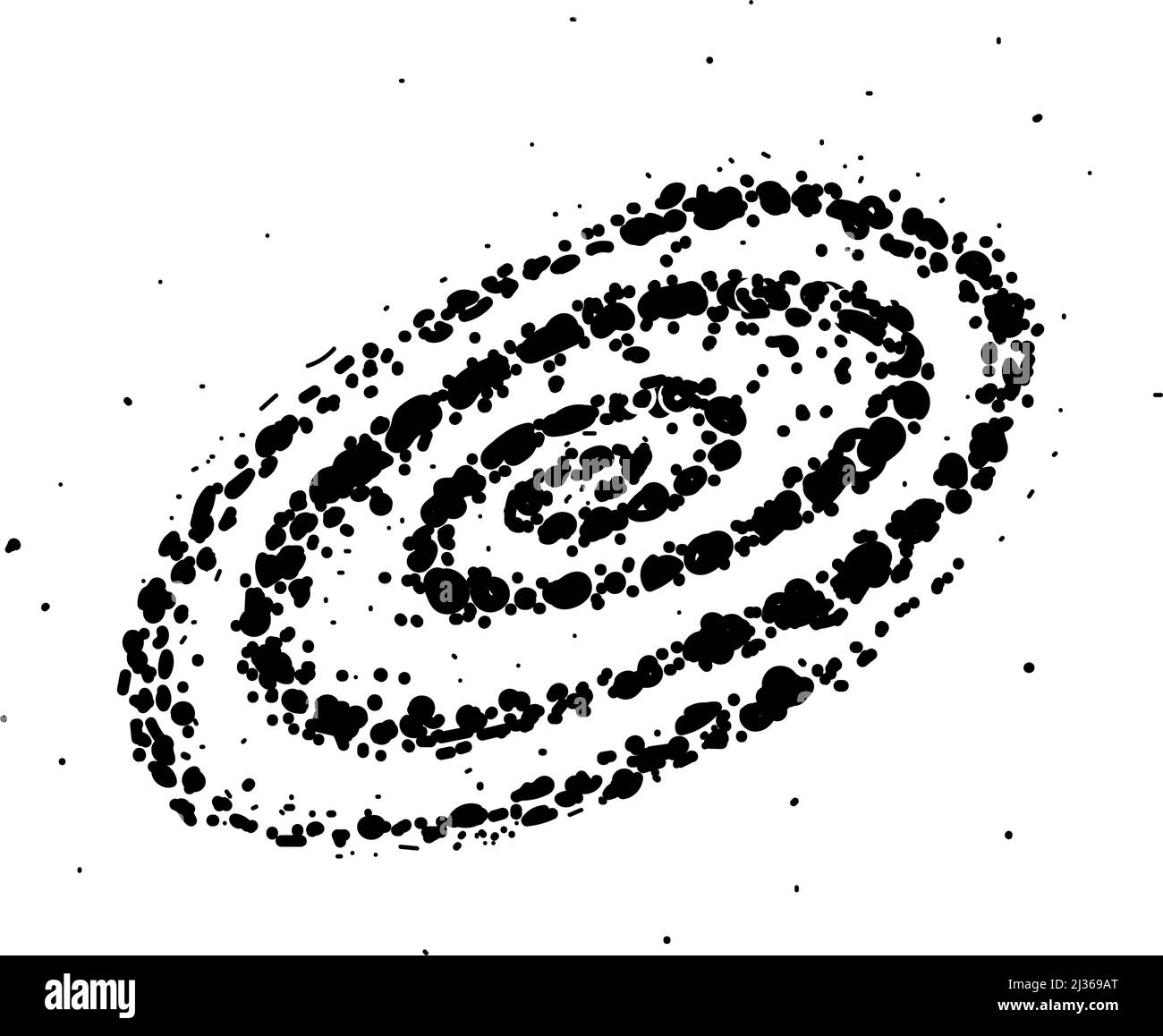 Semplice icona a forma di buco nero, cintura di asteroidi, disegno a mano di un elemento in stile doodle. Spazio. Phaeton. Pianeta scomparso. Foro nero. Sistema solare. Isolare Illustrazione Vettoriale