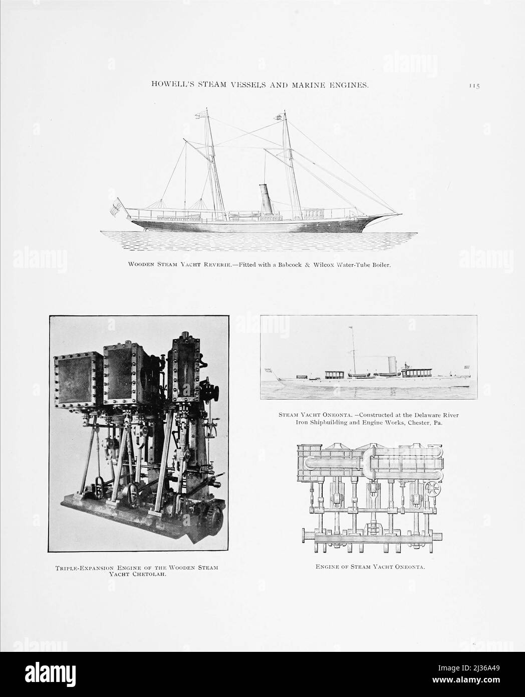 Steam Yachts dal libro ' Steam Vessels & Marine engines ' di G. Foster Howell, Editore New York : American Shipbuilder 1896 Foto Stock