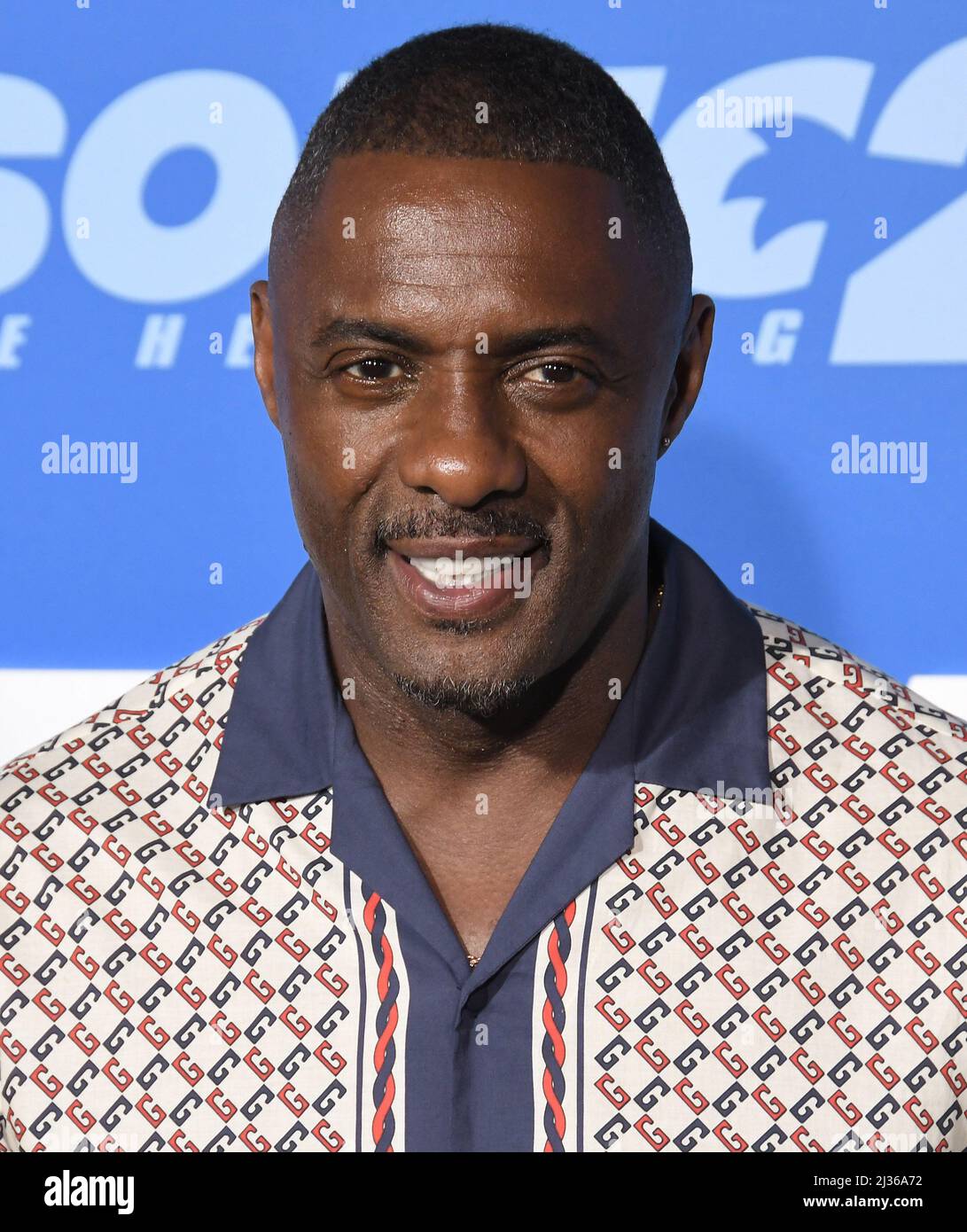 Los Angeles, Stati Uniti. 05th Apr 2022. Idris Elba arriva al SONIC THE HEDGEHOG 2 Los Angeles Premiere tenuto al Regency Village Theatre di Westwood, CA martedì 5 aprile 2022. (Foto di Sthanlee B. Mirador/Sipa USA) Credit: Sipa USA/Alamy Live News Foto Stock