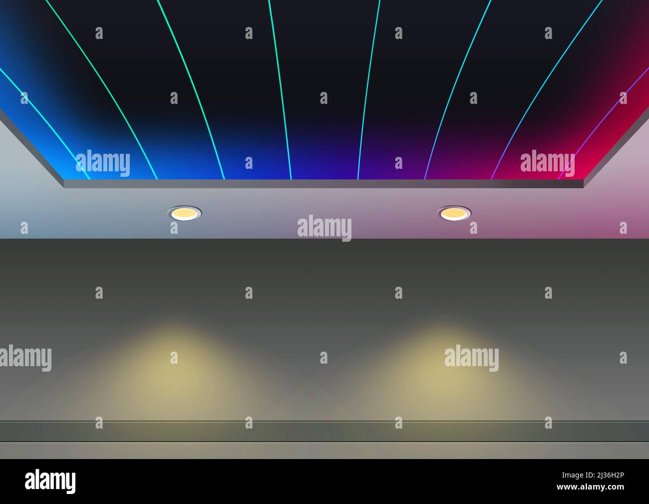 Design dell'illustrazione concetto di plafoniera Interior Design con luce ambiente a LED da incasso Foto Stock