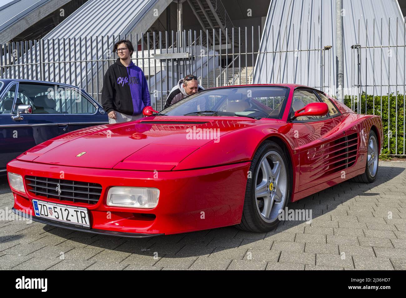 La Ferrari Testarossa classica auto d'epoca in mostra auto classiche. Foto Stock