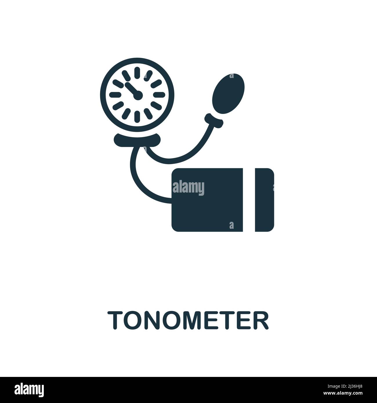 Icona del tonometro. Elemento semplice dalla raccolta di assistenza sanitaria. Icona del tonometro creativo per il web design, modelli, infografica e altro ancora Illustrazione Vettoriale