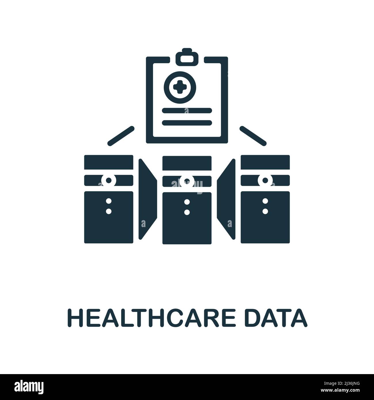 Icona dati sanitari. Elemento semplice della raccolta di innovazioni nel settore sanitario. Icona Creative Healthcare Data per web design, modelli, infografiche e. Illustrazione Vettoriale