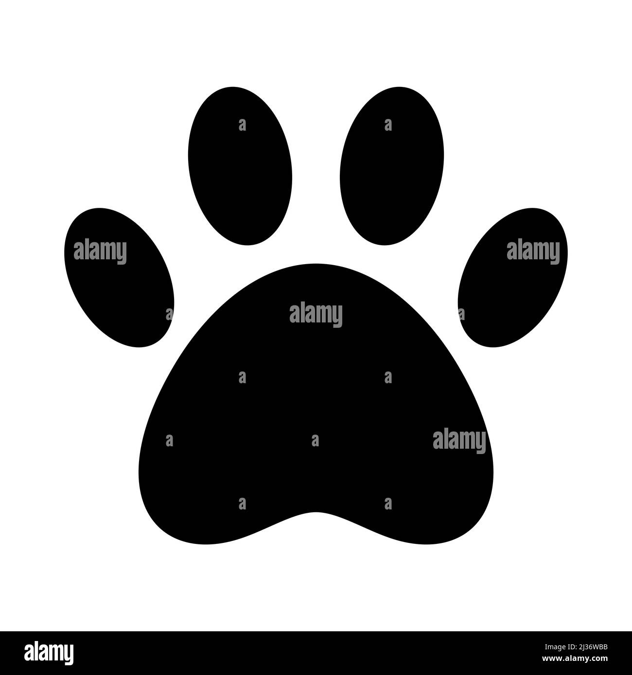 Icona vettore nero footprint PET. Impronta piede di gatto o cane, isolata su sfondo bianco. Illustrazione Vettoriale