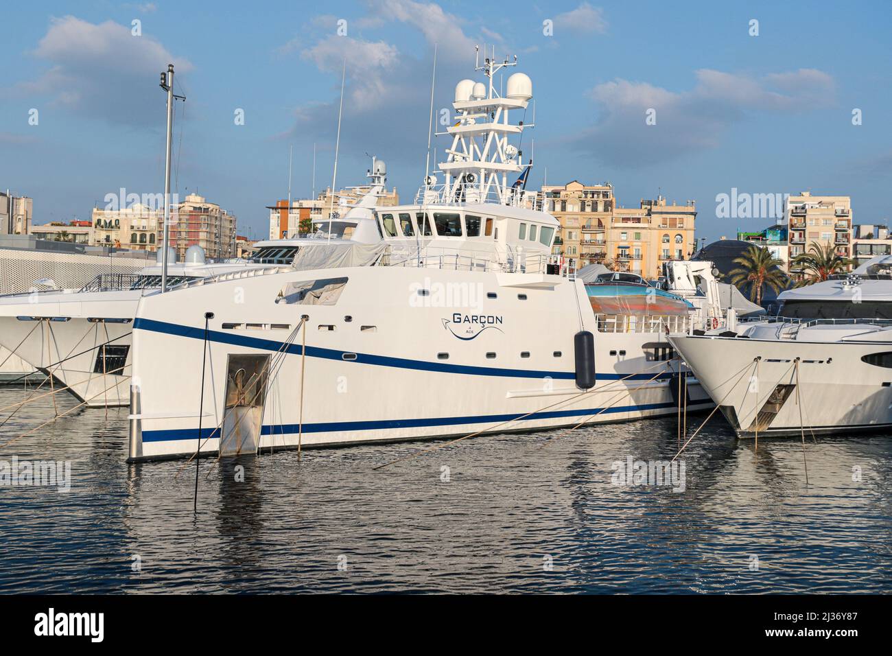 Lo yacht Garcon di proprietà del miliardario russo e oligarca romano Abramovich. Foto Stock
