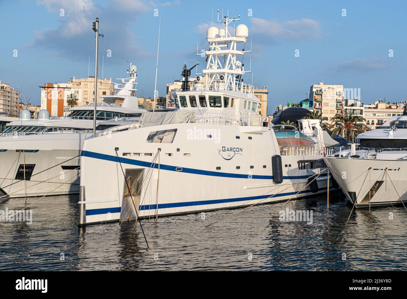 Lo yacht Garcon di proprietà del miliardario russo e oligarca romano Abramovich. Foto Stock