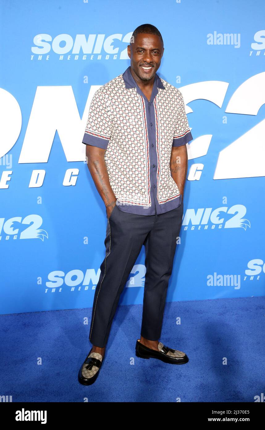 Los Angeles, CA. 5th Apr 2022. Idris Elba al Sonic the Hedgehog 2 Premiere Screening al Regency Village Theatre di Los Angeles, California, il 5 aprile 2022. Credit: Faye Sadou/Media Punch/Alamy Live News Foto Stock