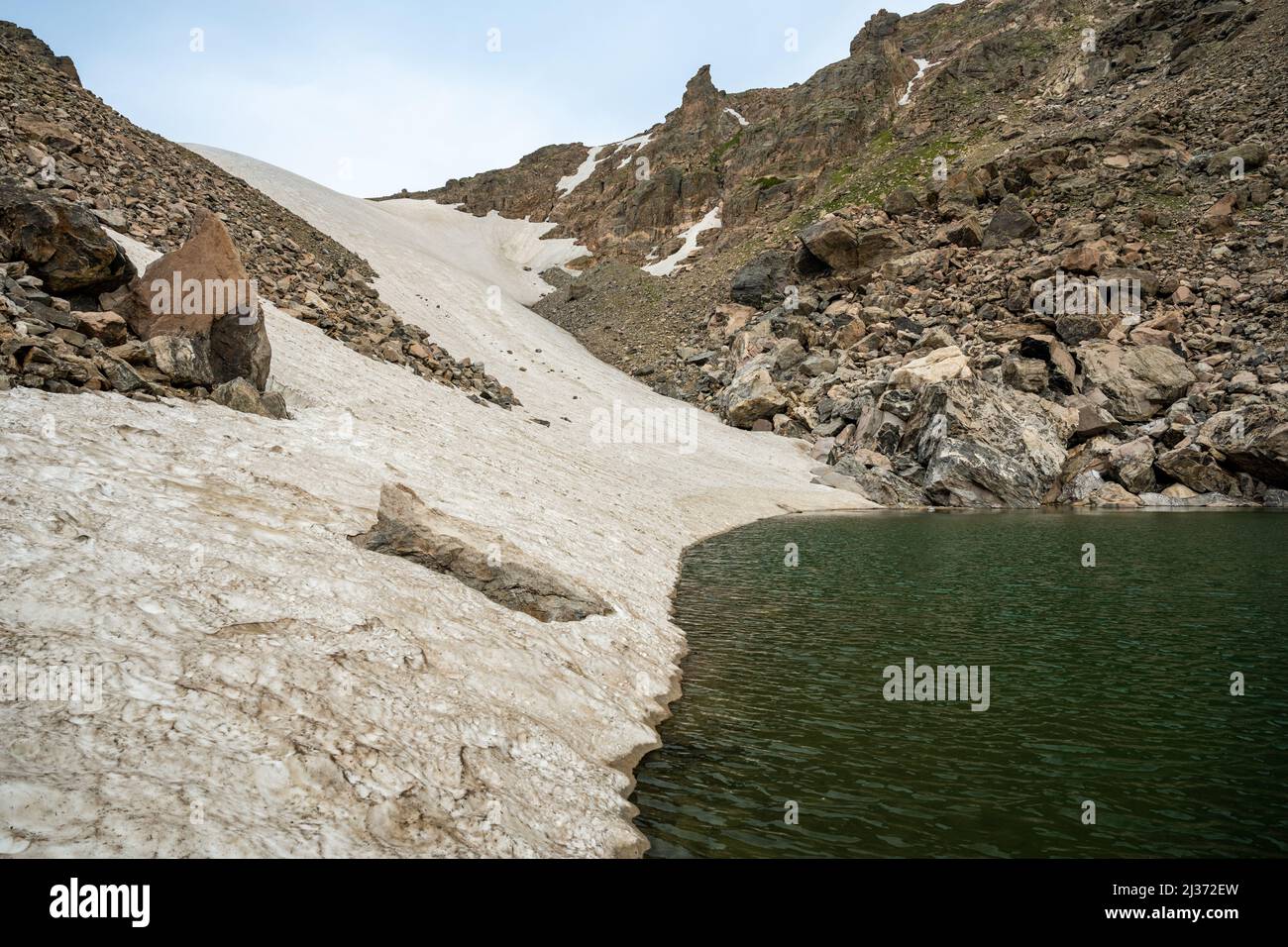 The Edge of Andrews Glacier nel Rocky Mountain National Park Foto Stock