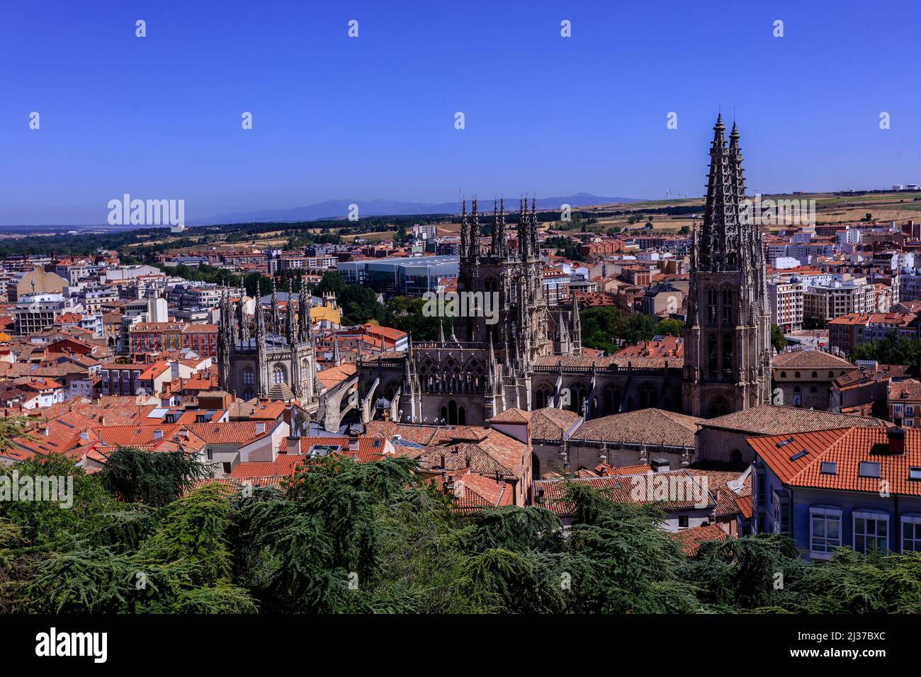 La Cattedrale di Santa Maria di Burgos, Spagna. Si tratta di una chiesa gotica, parte del sito patrimonio dell'umanità dell'UNESCO. Foto Stock