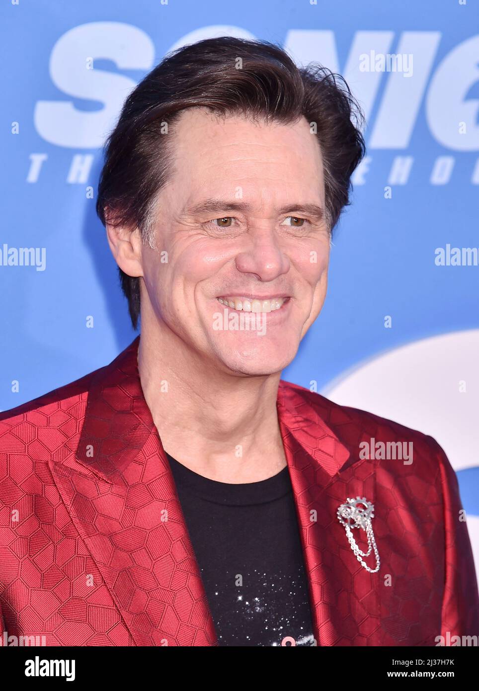 Los Angeles, CA. 05th Apr 2022. Jim Carrey partecipa alla prima proiezione di Los Angeles di "Sonic the Hedgehog 2" al Regency Village Theatre il 05 aprile 2022 a Los Angeles, California. Credit: Jeffrey Mayer/JTM Photos/Media Punch/Alamy Live News Foto Stock