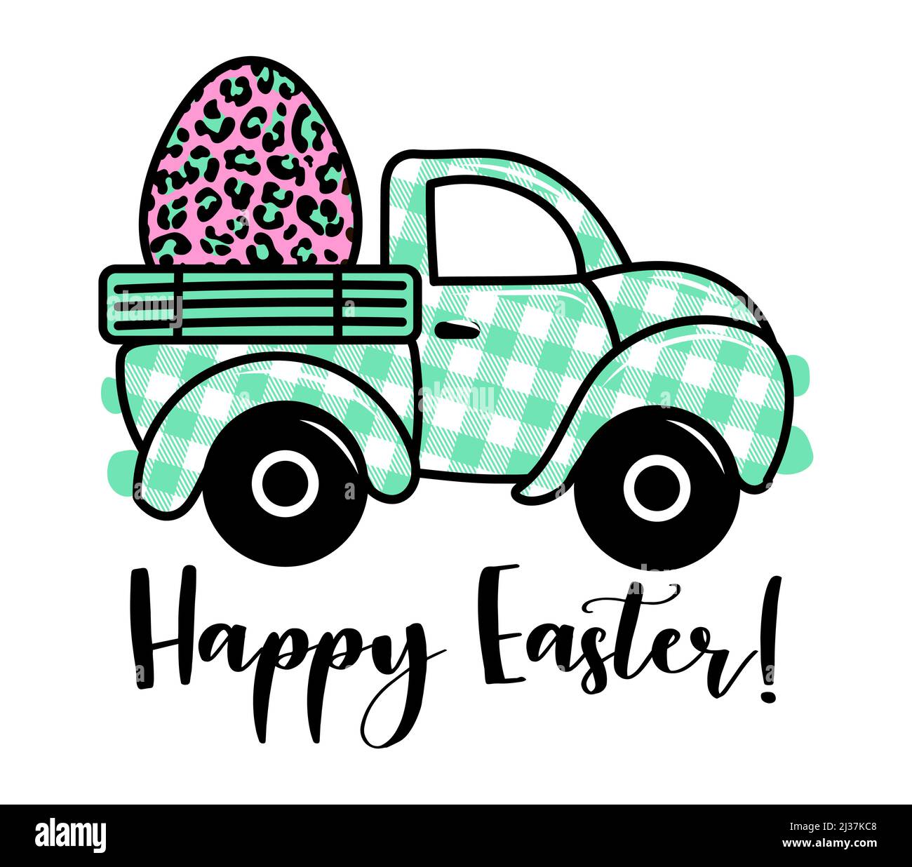 Buona Pasqua! - Frase di Calligraphy. Scritta per biglietto di auguri per il giorno del coniglietto, invito. Ideale per t-shirt, tazza, regalo, stampatrice. Buffalo Plaid Pick Illustrazione Vettoriale