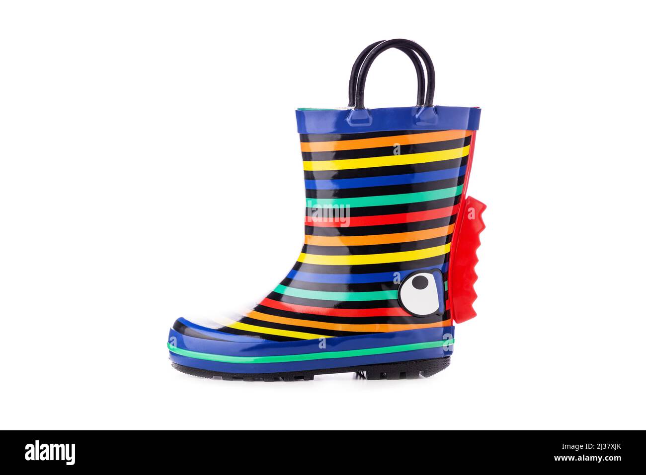 Colorati stivali in gomma per bambini per pioggia isolati su sfondo bianco  Foto stock - Alamy