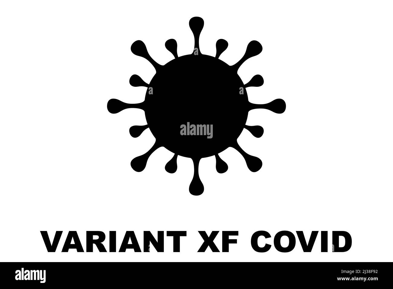 XF. Nuova variante del coronavirus SARS-COV-2. Subvariante di Omicron. Design orizzontale. Design antivirus e testo nero. Illustrazione. Foto Stock