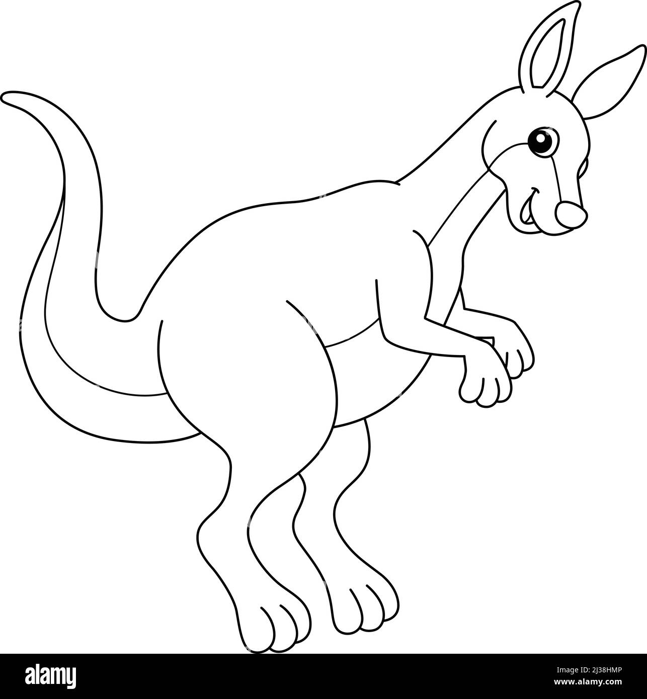 Kangaroo Animal Coloring Page isolato per i bambini Illustrazione Vettoriale
