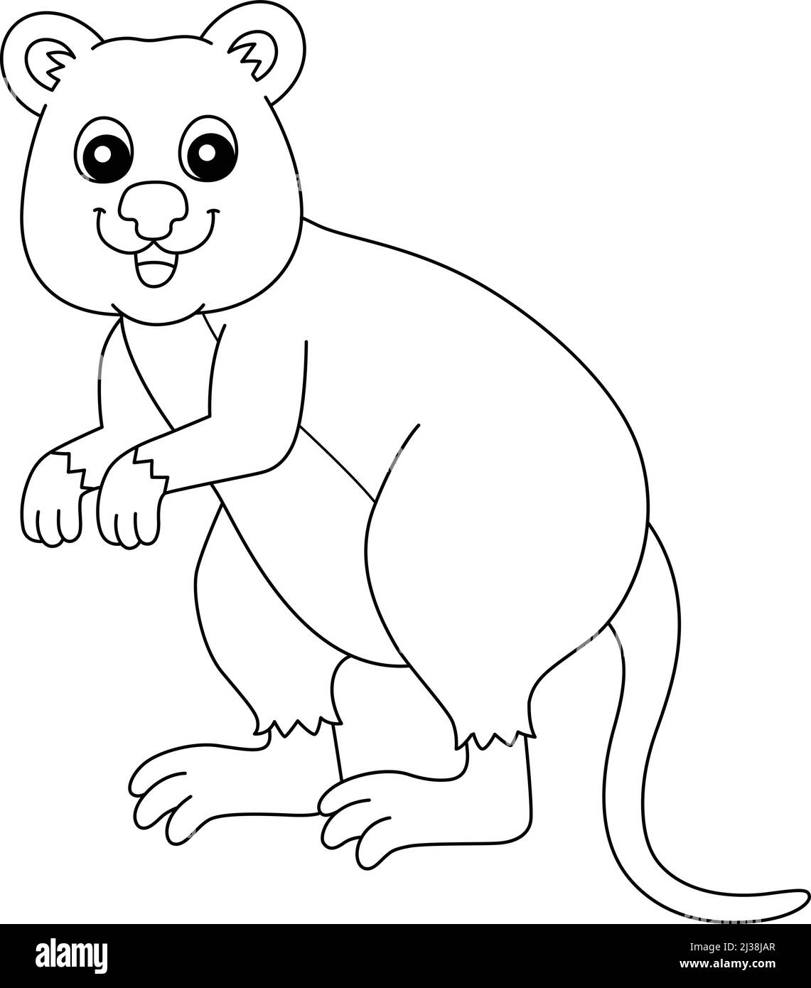 Quokka Animal Coloring Page isolato per i bambini Illustrazione Vettoriale