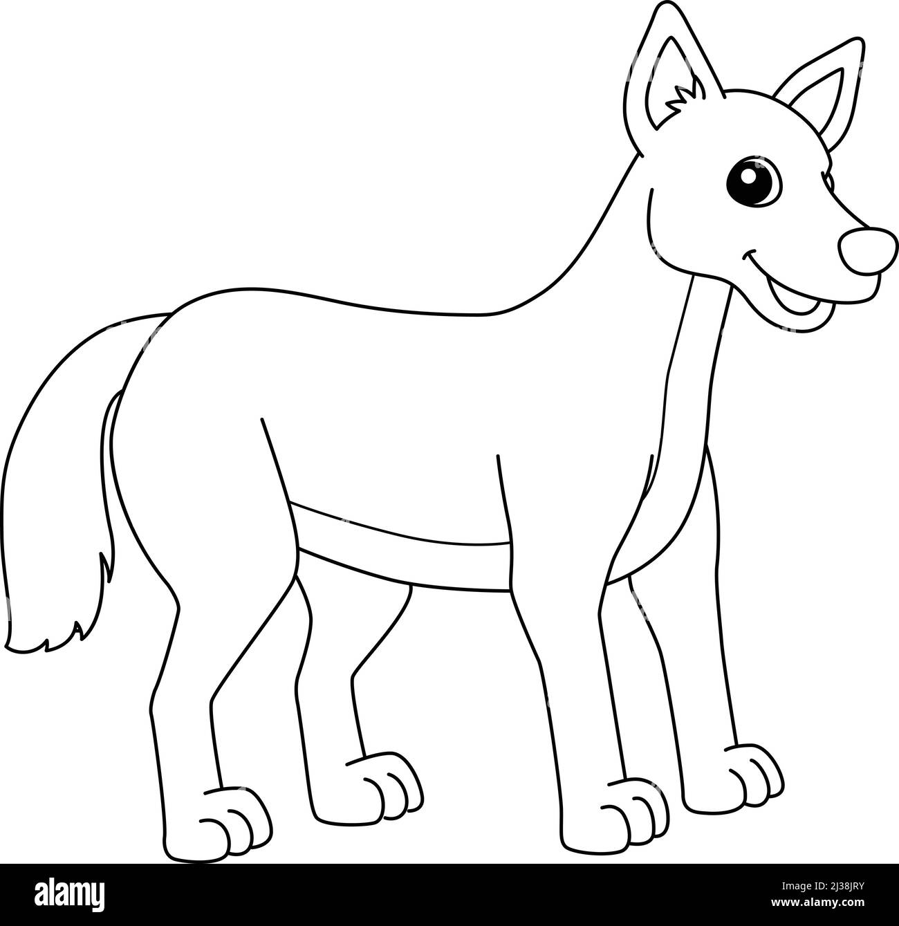Dingo Animal Coloring Page isolato per i bambini Illustrazione Vettoriale