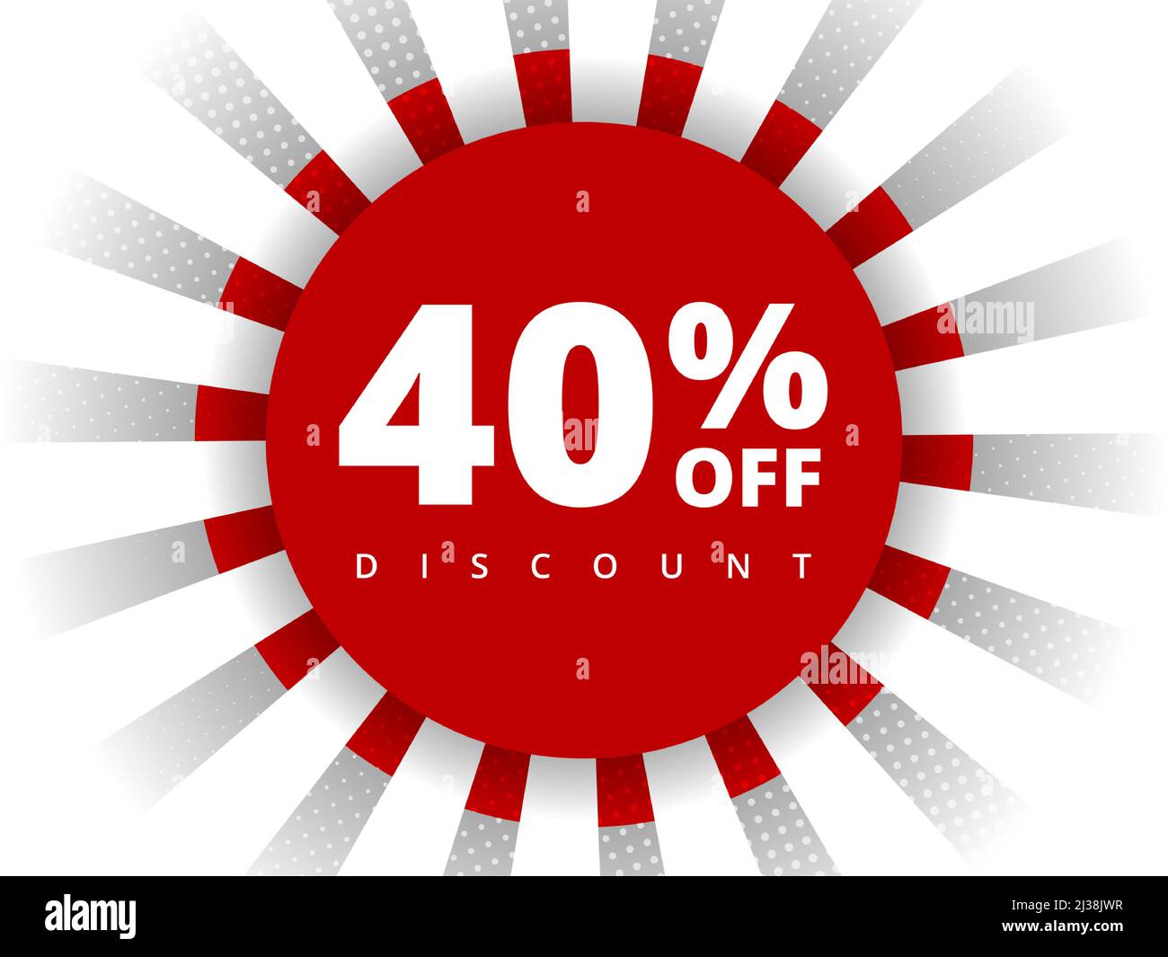 sconto del 40%. Offerta speciale sconto del 40%. Offerta di sconto. Vector Modern promotion banner sconto quaranta per cento in cerchio rosso Illustrazione Vettoriale