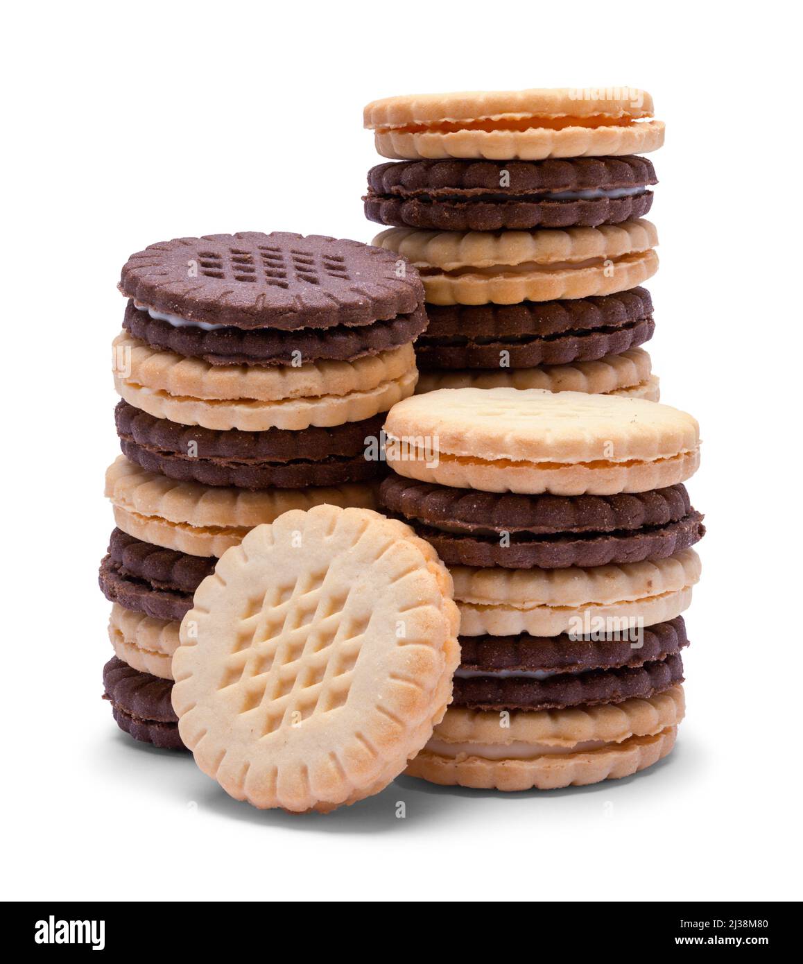Pila di biscotti al cioccolato e alla vaniglia. Foto Stock