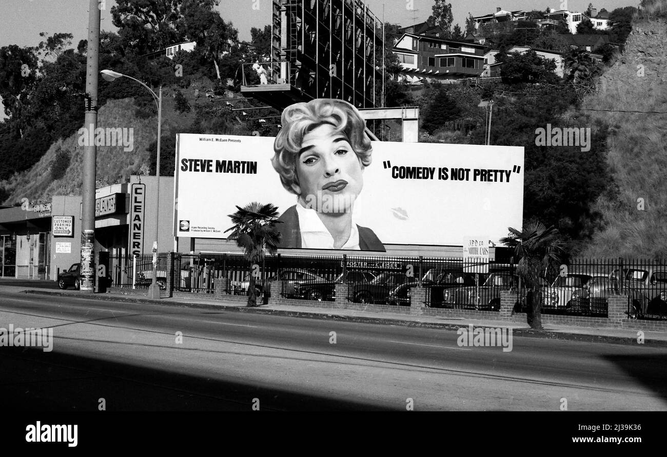 Cartellone Steve Martin sulla Sunset Strip di Los Angeles, California. Ott, 1979 Foto Stock