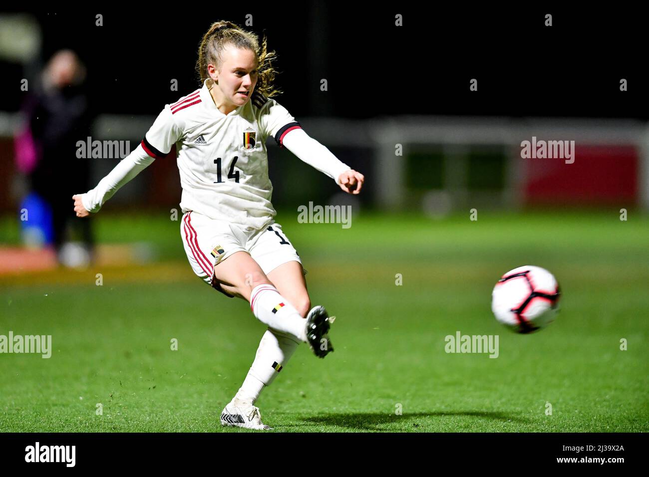 Burton upon Trent, Regno Unito. 03rd Mar 2022. Alixe Bosteels del Belgio durante la partita di qualificazione del Campionato UEFA Womens U19 (Lega A, Gruppo 3) tra Islanda e Belgio al St. Georges Park di Burton upon Trent. Il credito sarà Palmer/SPP: SPP Sport Press Photo. /Alamy Live News Foto Stock