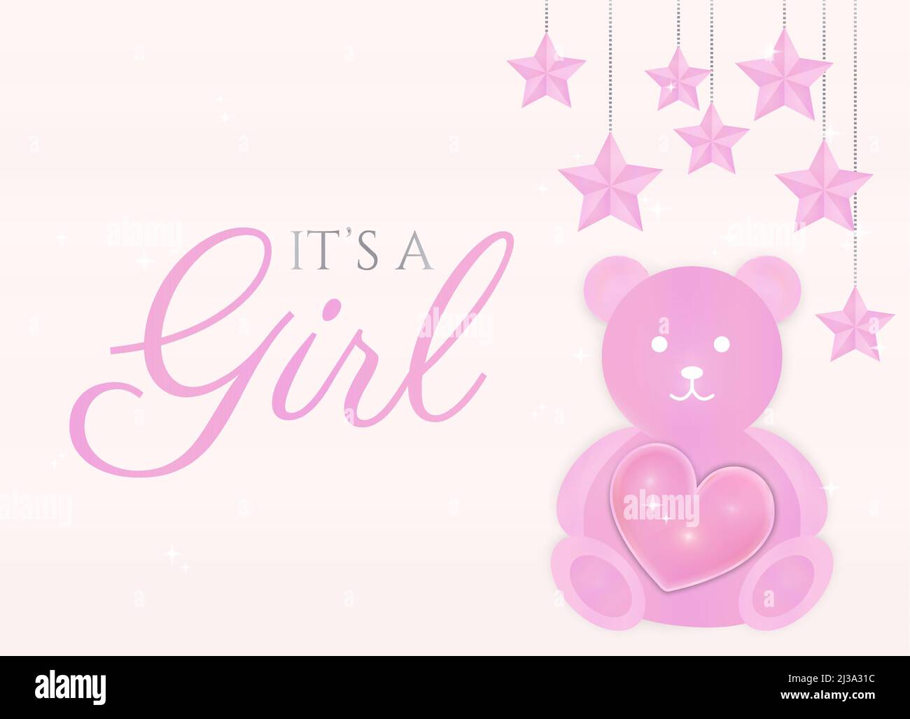 È un'illustrazione vettoriale della ragazza del bambino con l'orso rosa Illustrazione Vettoriale