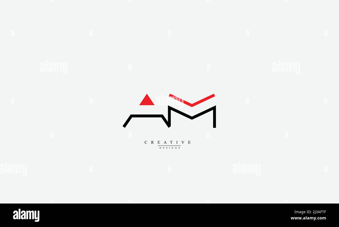 Lettere alfabetiche iniziali logo monogramma AM ma A M. Illustrazione Vettoriale