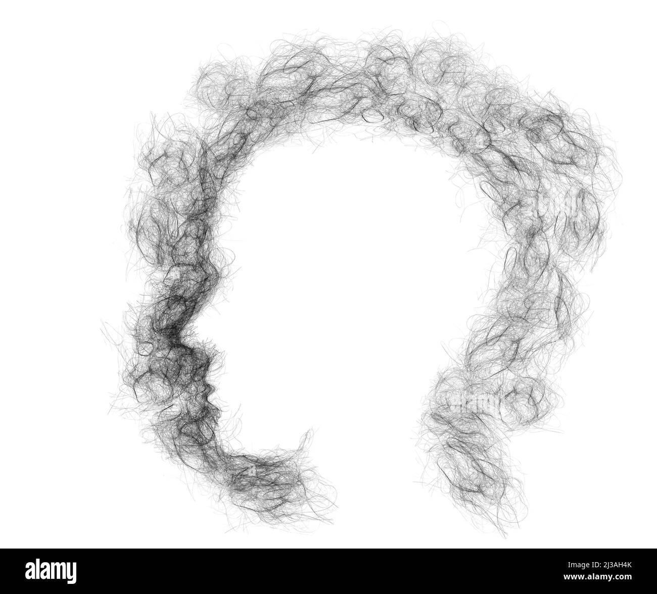 Perdita di capelli e follicoli o alopecia e balding concetto medico come grumi di follicoli a forma di una testa umana che rappresenta una linea di capelli recedente. Foto Stock