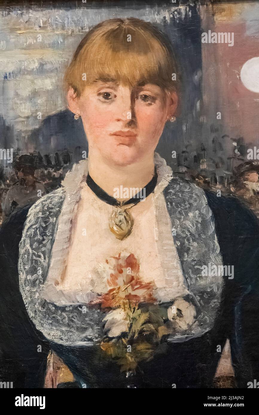 Inghilterra, Londra, Somerset House, The Courtauld Gallery, dipinto dal titolo "A Bar at the Folies-Bergere" di Edouard Manet del 1882 Foto Stock