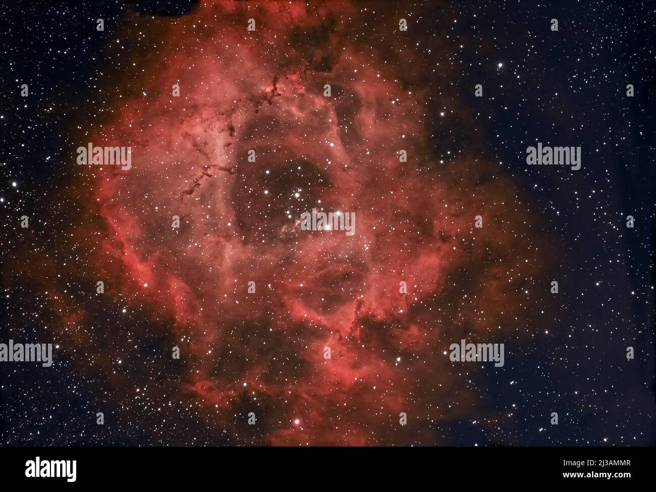 Emission Nebula NGC2244, Rosette Nebula con ammassi a stella aperta nella costellazione Unicorn, Baviera, Germania Foto Stock