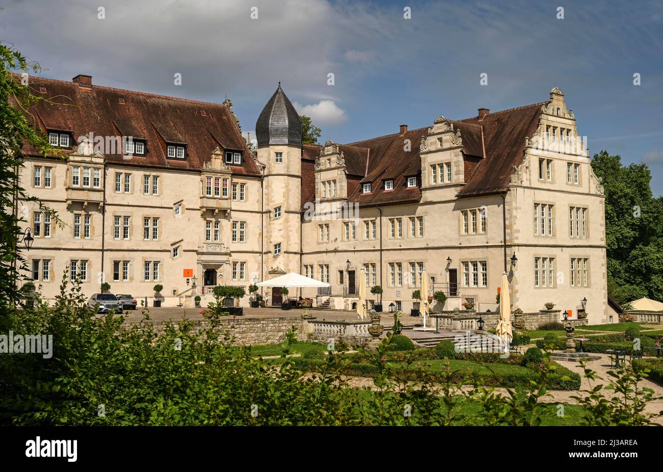 Schlosshotel Muenchhausen, Castello di Schwoebber, bassa Sassonia, Germania Foto Stock
