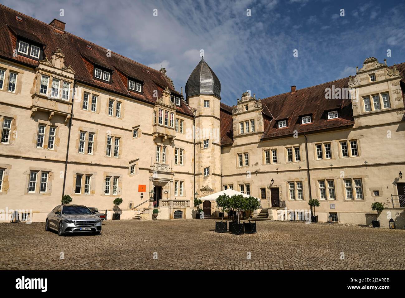 Schlosshotel Muenchhausen, Castello di Schwoebber, bassa Sassonia, Germania Foto Stock