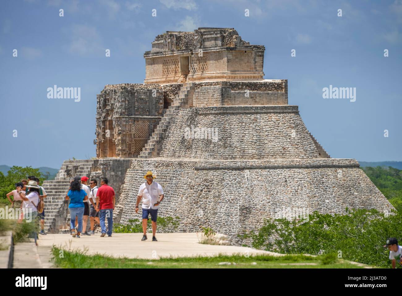 Piramide del Mago (Piramide del Adivino), Uxmal, Yucatan, Messico Foto Stock