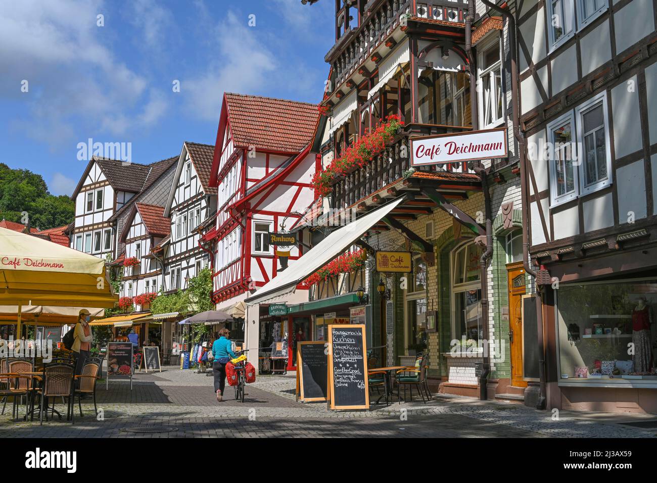 Zona pedonale, quartiere di Sooden, Bad Sooden-Allendorf, Hesse, Germania Foto Stock