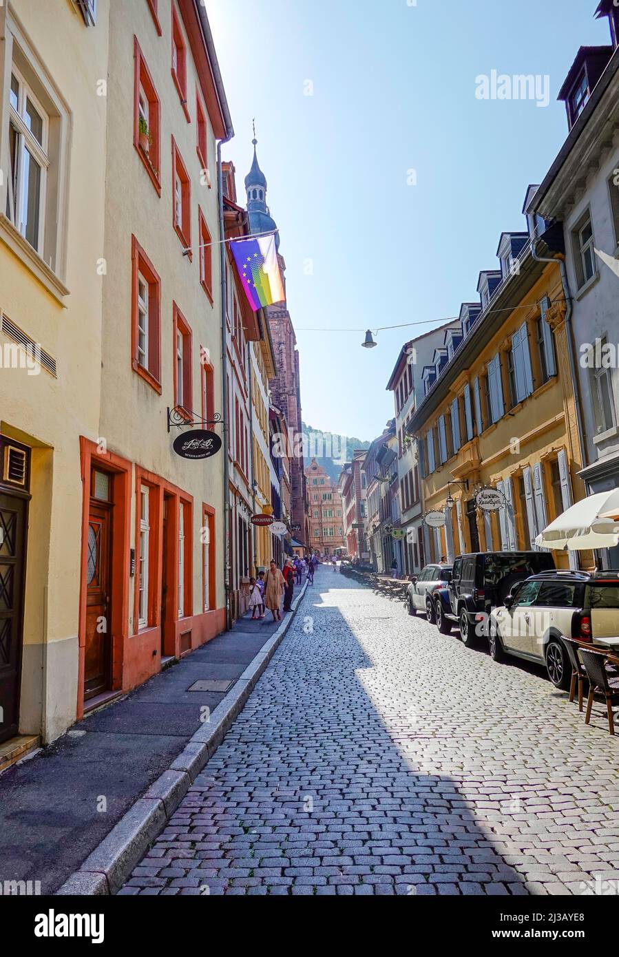 Haspelgasse, Città Vecchia, Heidelberg, Baden-Wuerttemberg, Germania Foto Stock