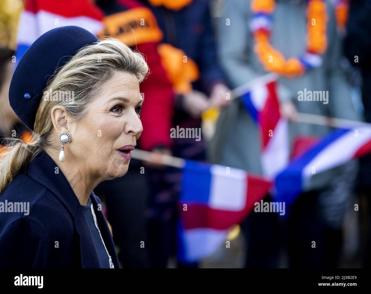 2022-04-07 10:59:18 LISSE - Queen Maxima visita il club di calcio FC Lisse durante una visita regionale alla regione delle dune e Bulb in Sud Olanda. KOEN VAN WEEL paesi bassi fuori - belgio fuori Foto Stock