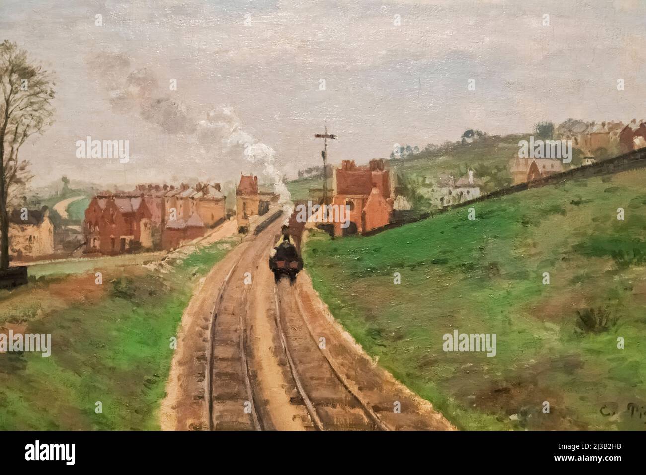 Inghilterra, Londra, Somerset House, The Courtauld Gallery, dipinto dal titolo 'Lordship Lane Station, Dulwich' di Camille Pissarro datato 1871 Foto Stock