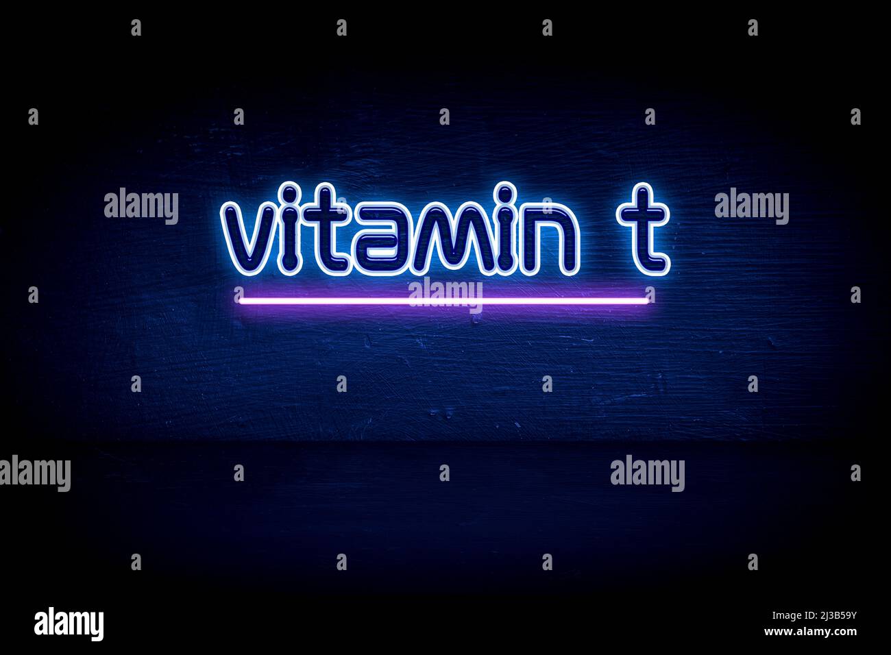 Vitamin T - cartello di segnalazione al neon blu Foto Stock