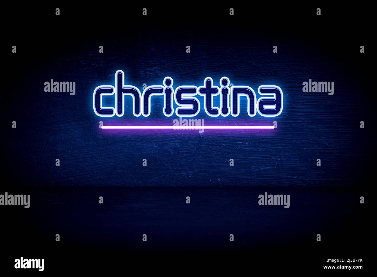 Christina - cartello di segnalazione neon blu Foto Stock