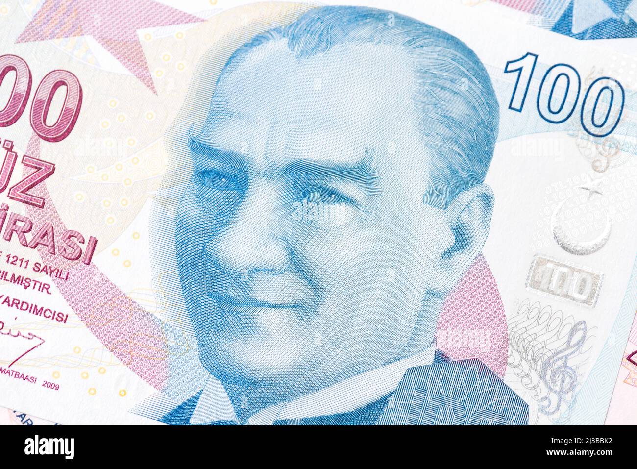 Banconote turche, turco Lira numeri macro colpo. Foto Stock