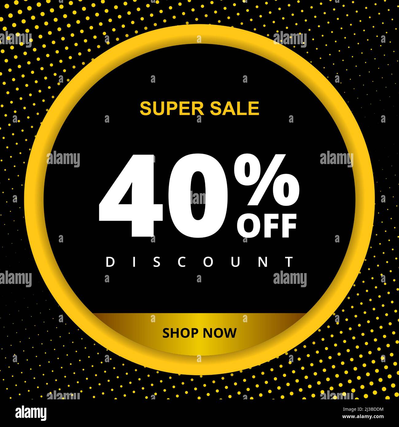 sconto del 40%. Offerta speciale sconto del 40%. Offerta di sconto. Banner promozionale vettoriale sconto del 40% in nero e giallo Illustrazione Vettoriale