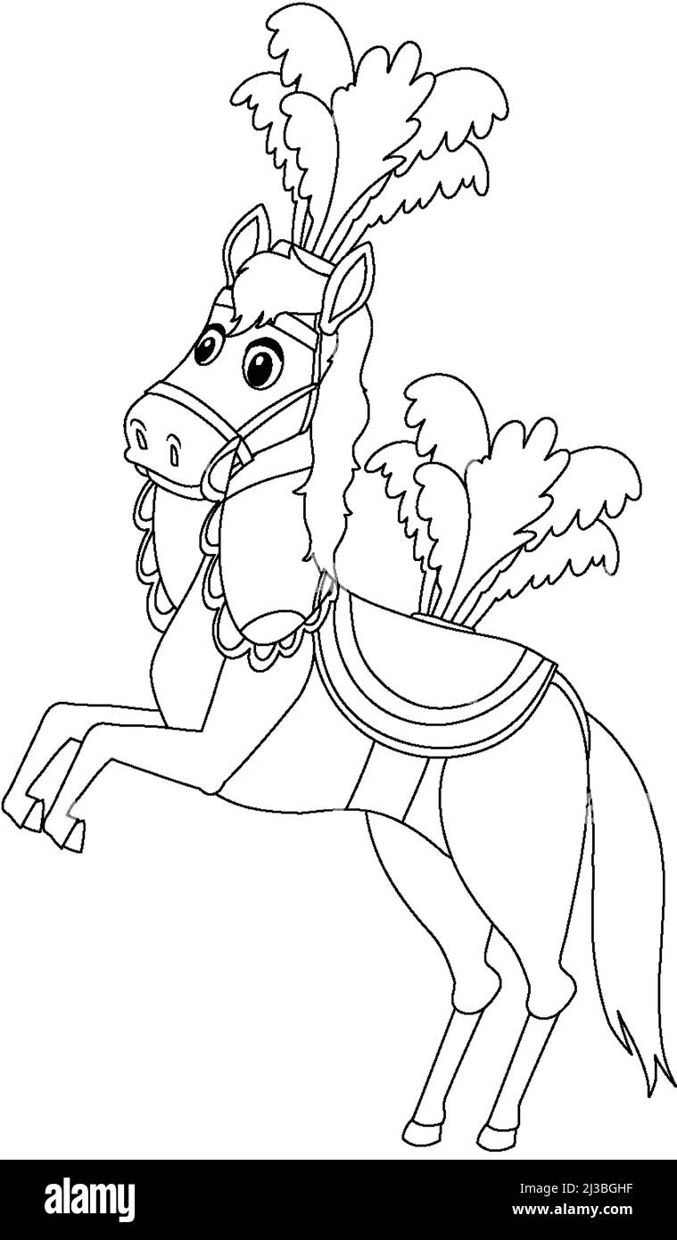 Illustrazione del personaggio del cavallo del circo bianco e nero Illustrazione Vettoriale